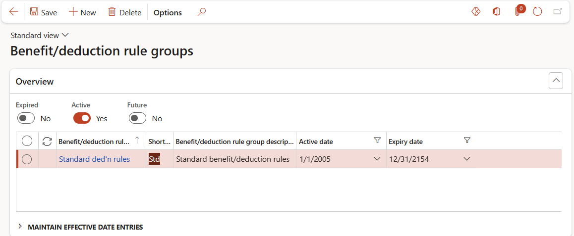 Benefit/Deduction Rule Groups